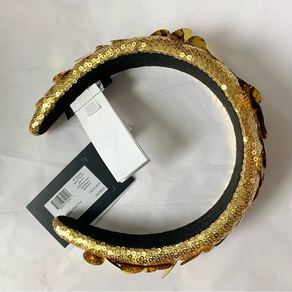 NEW Kate Spade Gold Lamé Sequin Embellished Headband O/S NWT